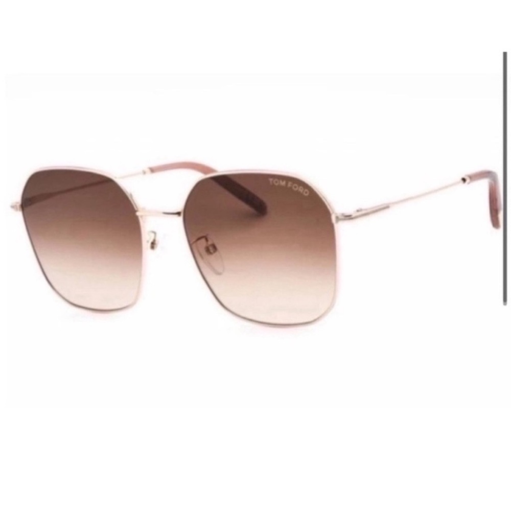 Tom Ford Unisex Sunglasses - Shiny Rose Gold Metal Square Shape Frame NWT